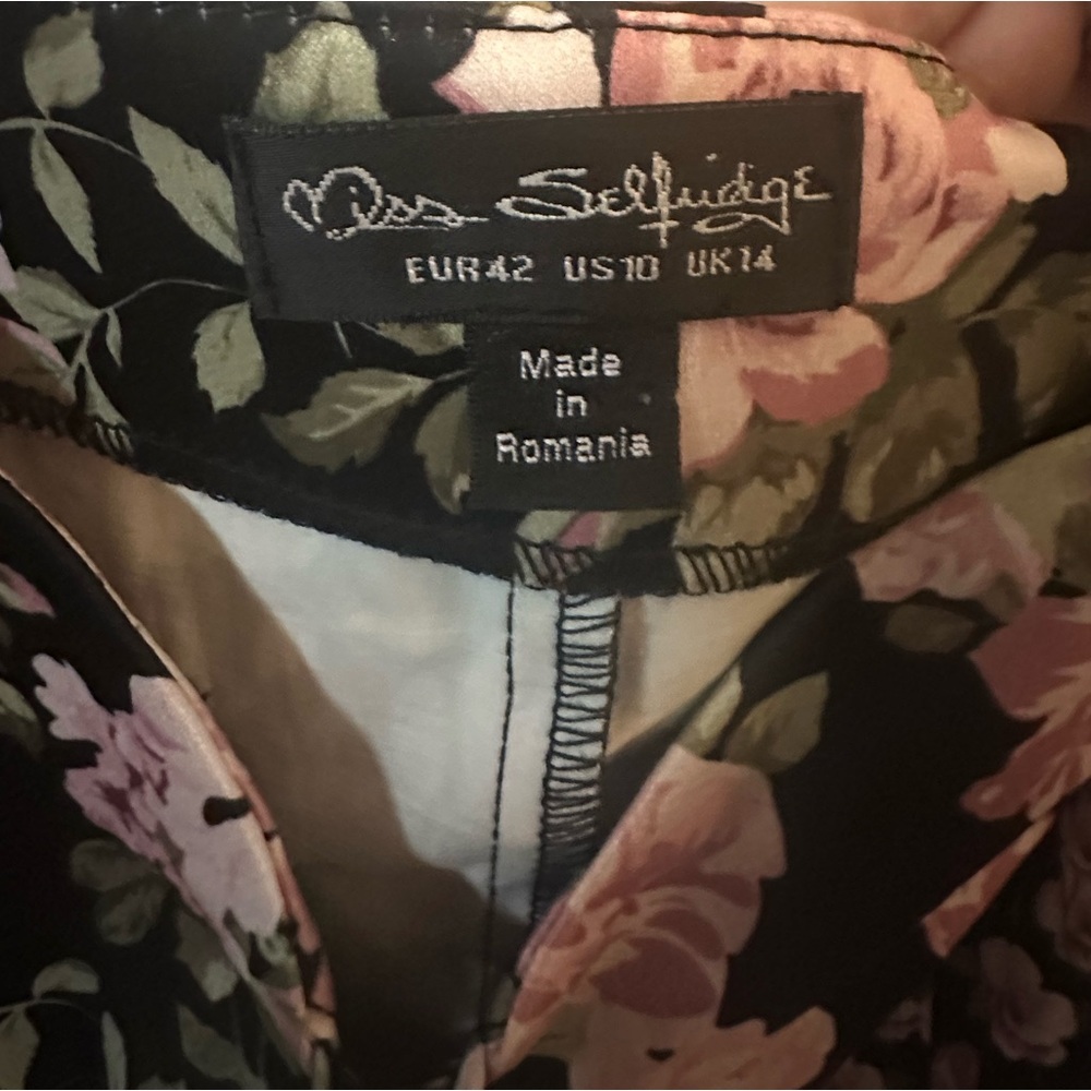 Black Pink Floral Long puff Sleeve Cropped Corset Tue Up Top - Picture 10 of 10